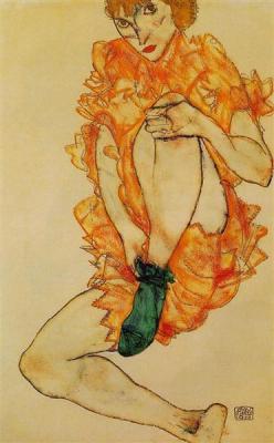 egonschiele-art:   The Green Stocking  1914