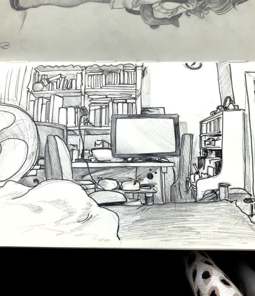 I drew me and my room! Inspired by the calarts daily challenge