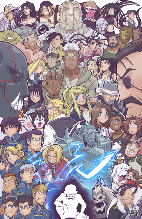 ballbots: Fullmetal Alchemist Brotherhood tribute poster!  My favorite anime!  | patreon.com/ballbots for full-res and raw pdf/psd files for all my posters! | 