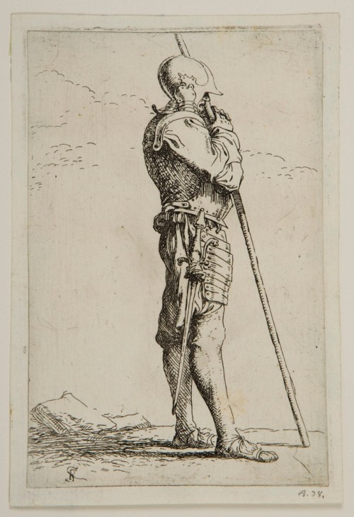 artist-salvator-rosa: Standing Soldier in Profile, Leaning on a Lance, Salvator Rosa, 1656-1658, Har