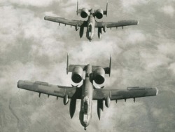 retrowar:  Nice view of two A-10s in formation