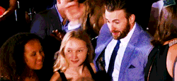 tsfrce:   ardijey: Chris Evans at the Avengers: Age of Ultron Premiere  AAwwwww how cute!   This is so precious!