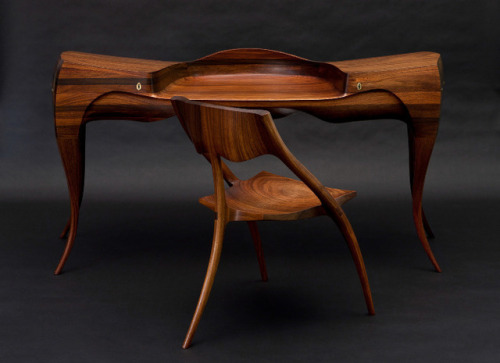 Vermilion Desk and Chair [1965] furniture by Wendell Castle