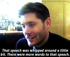 jaredandjensen:  Jensen talking about the “I’m proud of us.” scene. [x] 