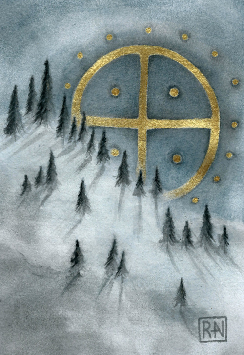 artwitch-studio: “Winter Sólstice” Aquarell and acryllic, A5