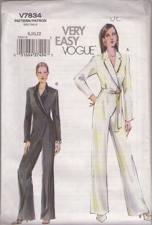 Bijproduct medeleerling handleiding Vintage Sewing Patterns | Vogue 7834 Misses Belted, Double Breasted Jumpsuit ...