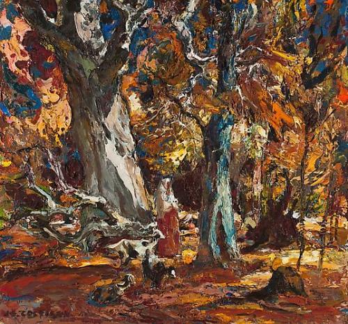 Autumn Woodland, John Edward Costigan. American (1888 - 1972)- Oil on board -