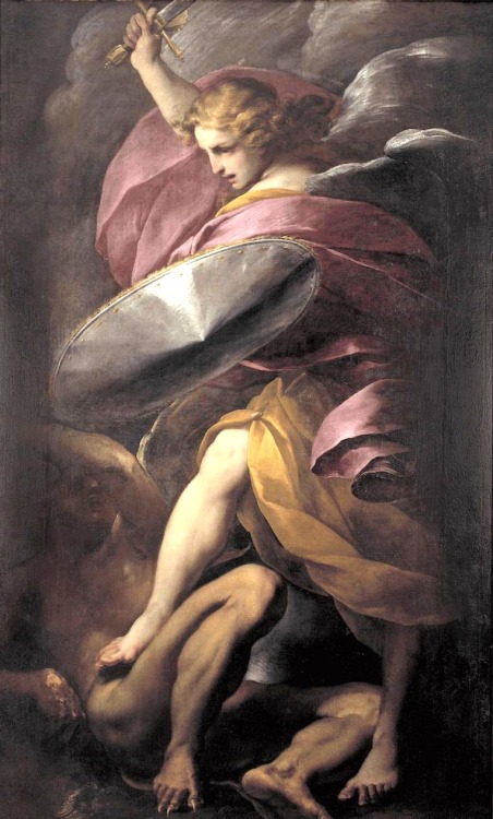 necspenecmetu:  Italian School, Saint Michael the Archangel Vanquishing Satan, late 17th or early 18th century 