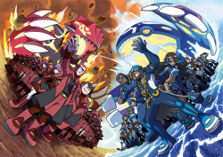 nothingbutgames:  Team Magma and Team Aqua’s official artwork, From Pokémon Omega Ruby &amp; Alpha Sapphire (2014). 