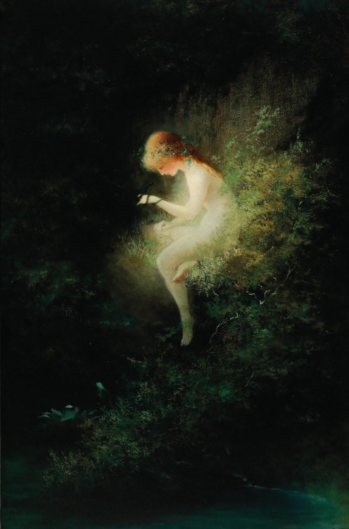 Karl Wilhelm DiefenbachGirl holding a snake - innocence, 1900