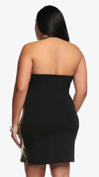 Lornalitz Baez in Torrid's Halter Sequin Bodycon