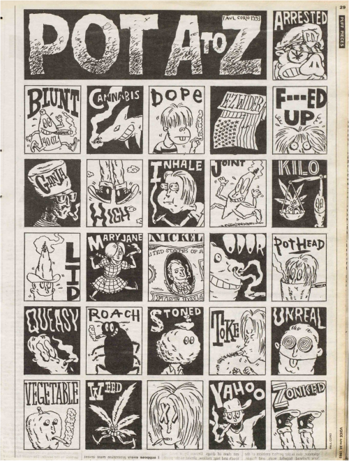 Pot A to Z: Illustration by Paul Corio from The Village Voice, June 22, 1993. Art director: Florian 