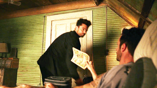 sarcasmcloud:“Everything okay?”“He’s not healing quite as fast as we thought.” - Preacher s03e03