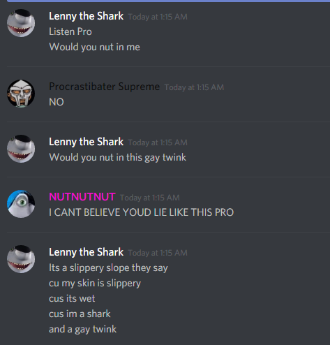 candyredterezii:@gavinsnose discord server refused to accept Lenny from Shark Tales was gay so i had