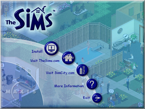 never-obsolete:The Sims CD-ROM autoplay menu