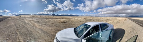 Nevada Highways VI - Panorama with Rental Car, Intersection of NV 229 and US 93, Elko County, 2020.