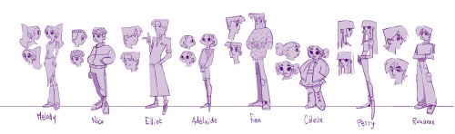 Rough Sketch Of A Lineup Of My OCs!