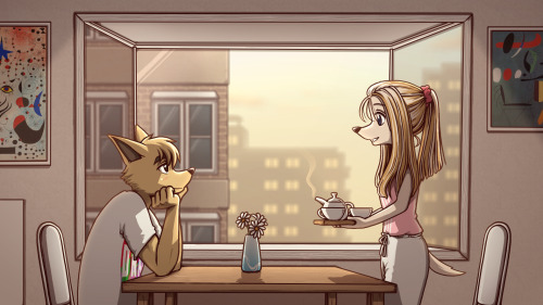  【Daniel x Olivia】 Afternoon TeaThis is actually edited from one panel of my comic which haven&rsq