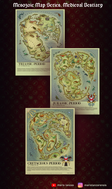 mariolanzas: Complete Mesozoic  World Map Series (old cartography style) These maps are inspired in 