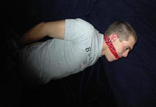 tieandgagu:Love a man in tight jeans when he is hogtied and cleave gagged and his tight ass ready to