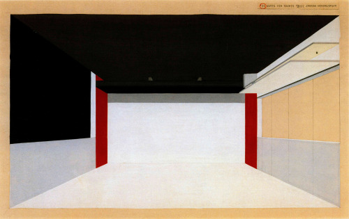 Peter Keler, Wall-painting scheme for Laszlo Moholy-Nagy’s studio, Weimar 1925, Gouache on paper, 30