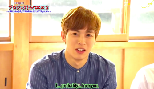 the vixx members were supposed to say something romantic but hongbin just pulls this shit iM-