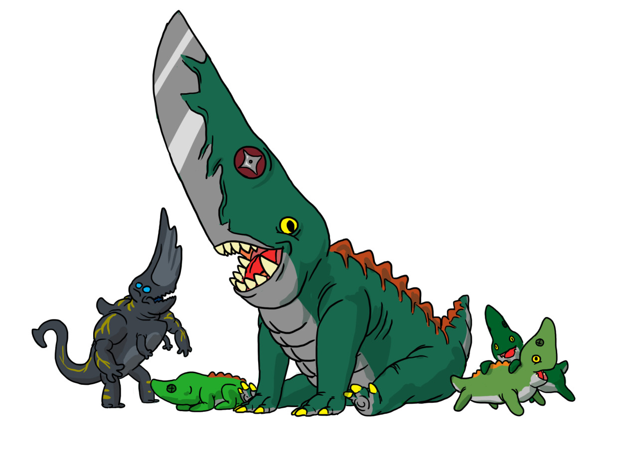 Kaijusaurus — connorricks: Proud parent Guiron and pups