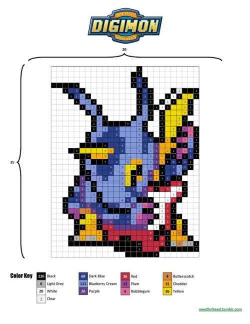 Digimon:  GabumonDigimon is owned by Saban, Toei Animation, and Bandai.Find more Digimon perler bead