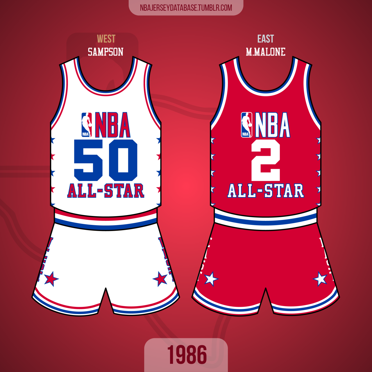 NBA Jersey Database, 1986 NBA All-Star Game Reunion Arena East 139 