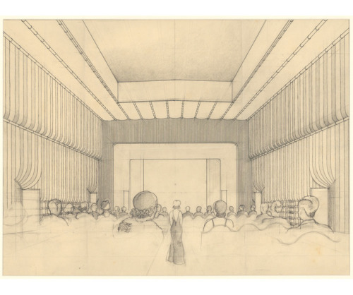 Arne Jacobsen, drawings for Bellevue Theater Klampenborg, 1931-37. Denmark. Via kunstbib.dk