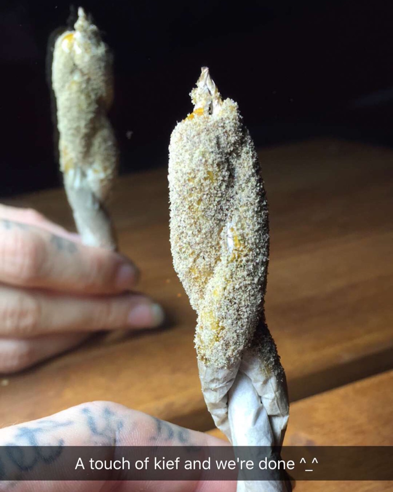 shesmokesjoints:  Braided joint, smothered in oil and covered in kief 😋🙌 Same