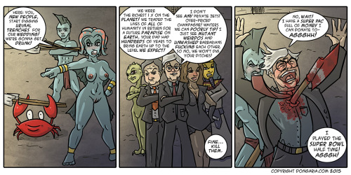 Babes of Dongaria Chapter 2 Page 33: Ditch DiggersUh oh! Looks like the Illuminati got more than the
