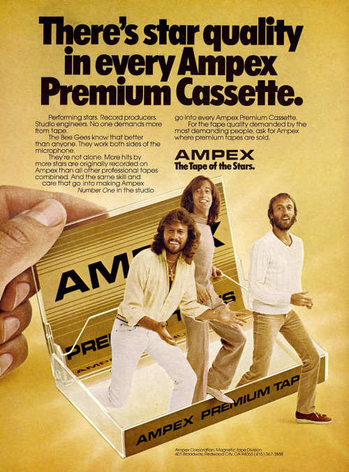 gameraboy:  The Bee Gees for Ampex cassette tape, 1981 ad