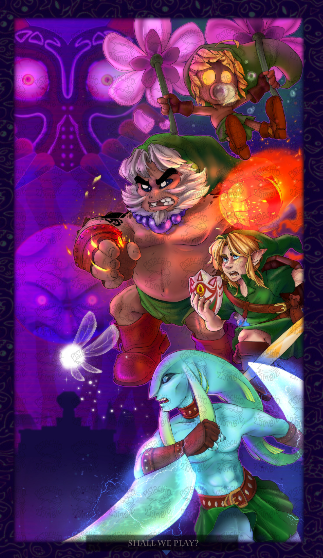Finally Finished! Just in time for Zelda’s 35th Anniversary too!,  My big Majora’s Mask fan art that I’ve been wanting to 