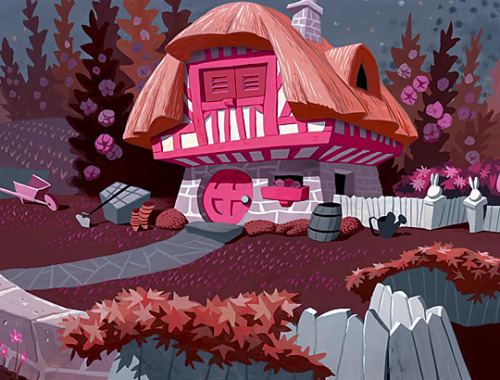 cinemamonamour: Amazing background art from Alice in Wonderland (1951). Color and Styling: Mary Blai