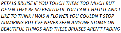 bxartooth:  you left me to wither while you were off picking flowers