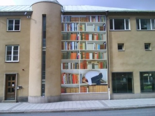 pickeringtonlibrary:  biblioboard:  karamazove: 1.Wall of books —  Amsterdam 2.Bookstore Mural — Pittsboro 3.Inside a Bookshelf —  Sweden 4.Library Mural — Poland 5.Flying Books — San Francisco 6.Heart, Culture and Pedagogy — Canada 7.La