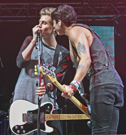 Luke and Calum on stage at Key 103 Summer Live - July 17th 2014 - Manchester, UK