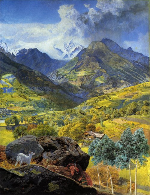 pre-raphaelisme:Val d’Aosta by John Brett, 1858
