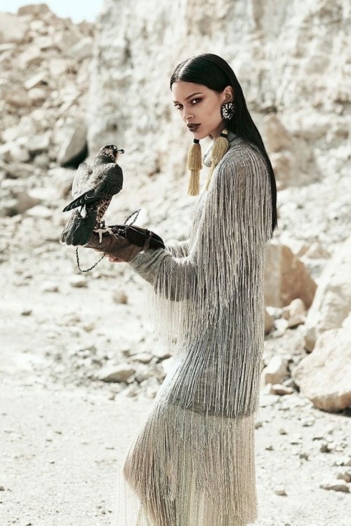 miss-mandy-m:Lizzy Salt in a fringe Valentino dress photographed Chris Nicholls for Fashion Canada m