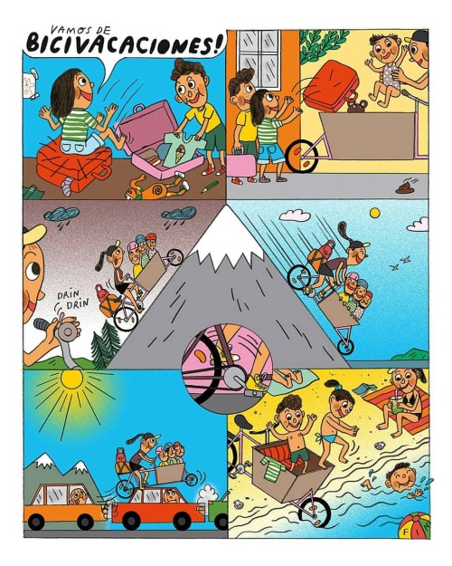 Family bike trip comic for the new issue of @revistakiwi ✨ . Comic sobre unas maravillosas bicivacac