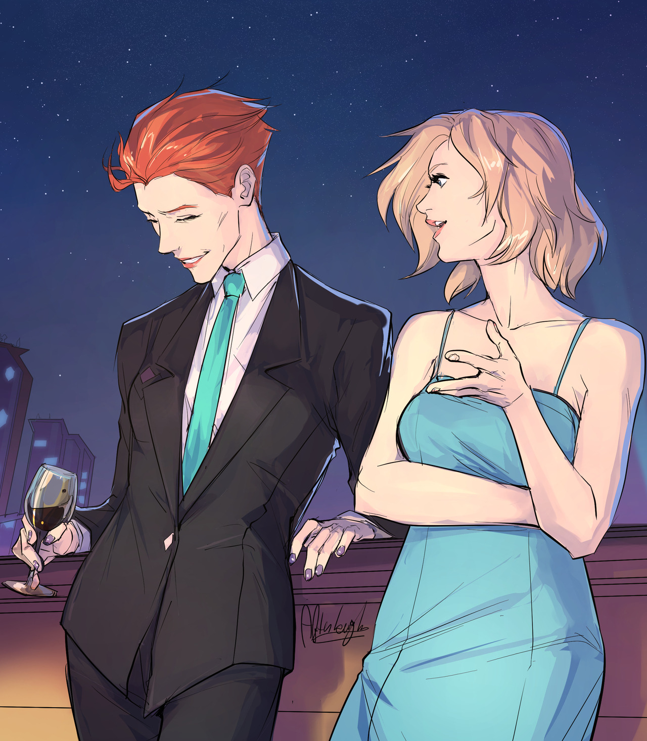 ohnoafterlaughs:  Angela took another sip of wine, seemingly unaware of Moira’s