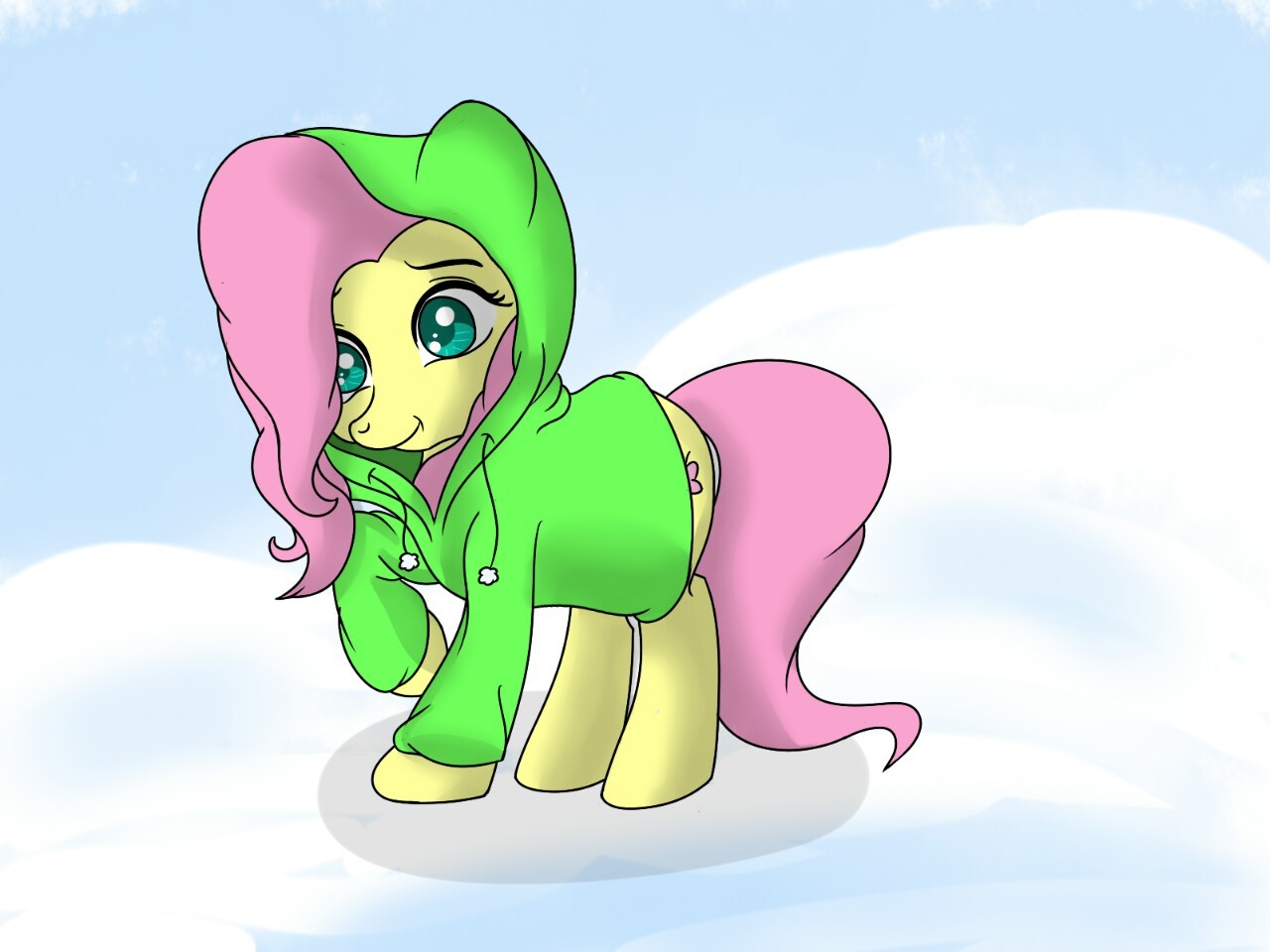 ask-confident-fluttershy:  ((ATG Day 3: Draw a pony in the snow/draw a pony bundled