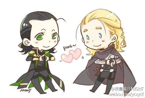 night-cf:ヾ( 〃∇〃)ﾂ &lt;3I’ve seen a video，Tom Hiddleston and Chris Hemsworth，they put on a heart - sh