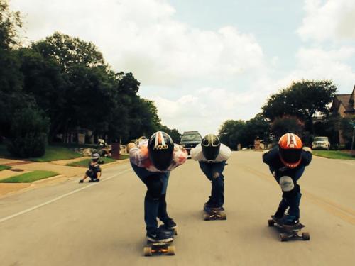 Bryanne Harris (left) and Hannah Matetzschk (right) bombing&rsquo; hills somewhere in Texas