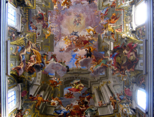 Painted ceiling in the Church of St. Ignazio by Andrea PozzoPozzo was best known for his grandiose f
