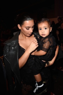 kimkanyekimye:  Kim &amp; North at the Givenchy SS15 RTW RTW show in Paris 9/28/14  she&rsquo;s so cute