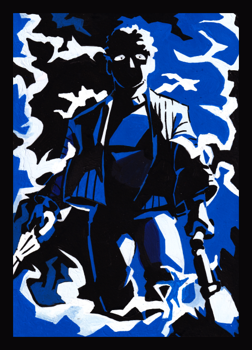 merchantarthurn: [ID: A blue, black and white acrylic painting of “Claw” Serizawa Katsuy