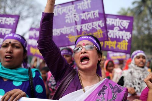 unearthedviews:Bangladeshi activists and garment workers attend a rally in front of National Press C
