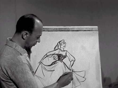 gameraboy:  Helene Stanley dancing for Marc Davis and other animators for Sleeping Beauty. See the video here.